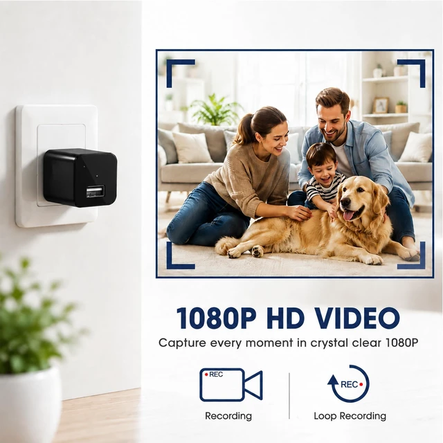 Alt view image 3 of 7 - Hidden Spy USB Charger Camera HD 1080P Mini Nanny Cam with No WiFi | Small Camera, Motion Detector, Loop Recording, Local Storage, Home Security for Indoor