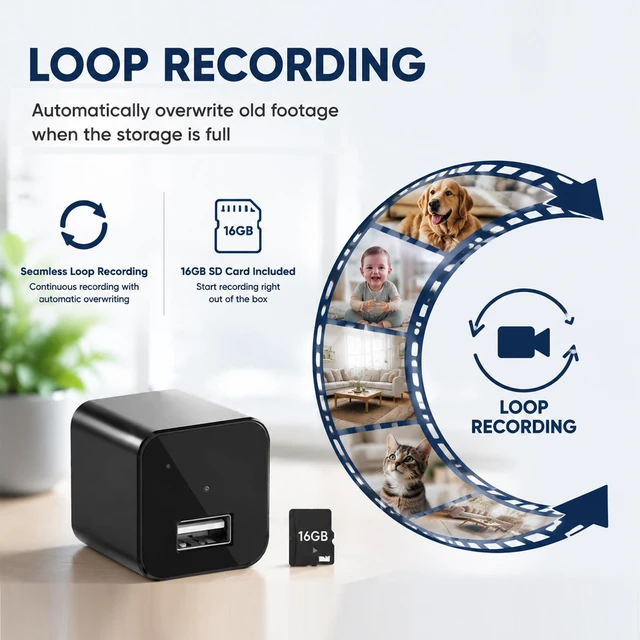 Alt view image 5 of 7 - Hidden Spy USB Charger Camera HD 1080P Mini Nanny Cam with No WiFi | Small Camera, Motion Detector, Loop Recording, Local Storage, Home Security for Indoor