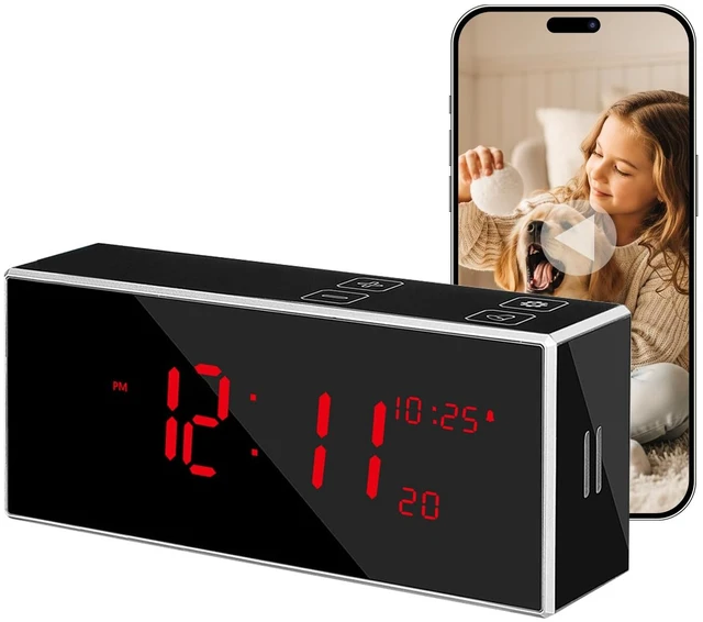 Main image of Qivloxrem Wifi Security Hidden Camera Alarm Clock,Night Vision Spy Cams | 2.4/5Ghz Dual-Band WiFi, 1080P HD Indoor Camera for Home Security, Human Detection Alert, Motion/Continuous Recording