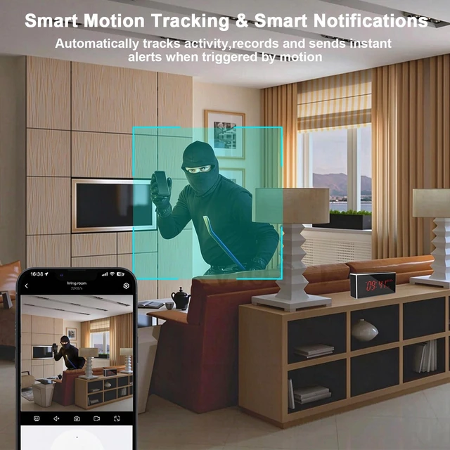 Alt view image 4 of 6 - Qivloxrem Wifi Security Hidden Camera Alarm Clock,Night Vision Spy Cams | 2.4/5Ghz Dual-Band WiFi, 1080P HD Indoor Camera for Home Security, Human Detection Alert, Motion/Continuous Recording