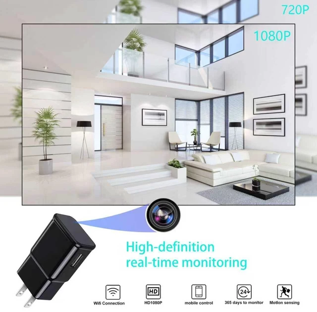 Alt view image 2 of 7 - Huxuoit Hidden Spy Camera, USB Charger Design, 1080P HD, Motion Detection, Loop Recording, WiFi, Indoor Home Security Nanny Cam