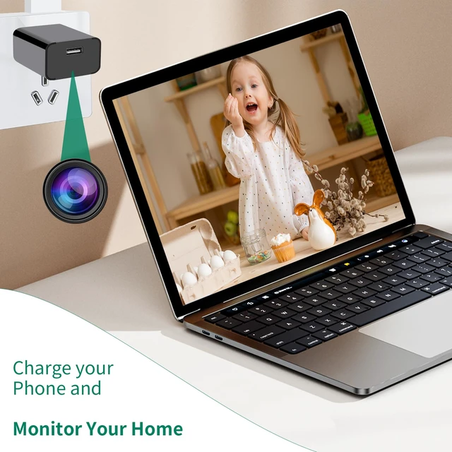 Alt view image 4 of 6 - 1080P USB Charger Camera Wall Charger Camera Mini Cameras (No WiFi) | Nanny Camera With Night Vision Motion Detection 64GB SD Card Included