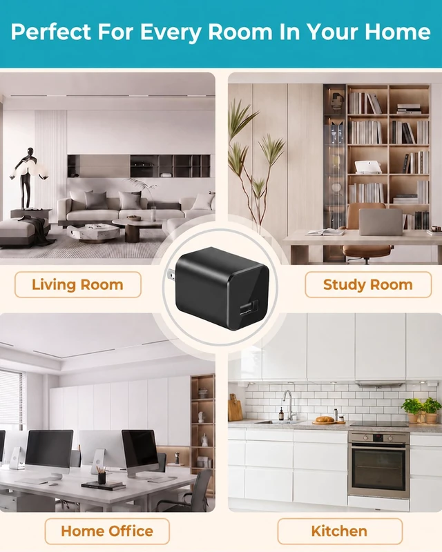 Alt view image 2 of 7 - Ctetma Charger Camera, 1080P Camera with Motion Detection with 64GB Micro SD Card Included for Home, Window, Indoor and Security (No WiFi)
