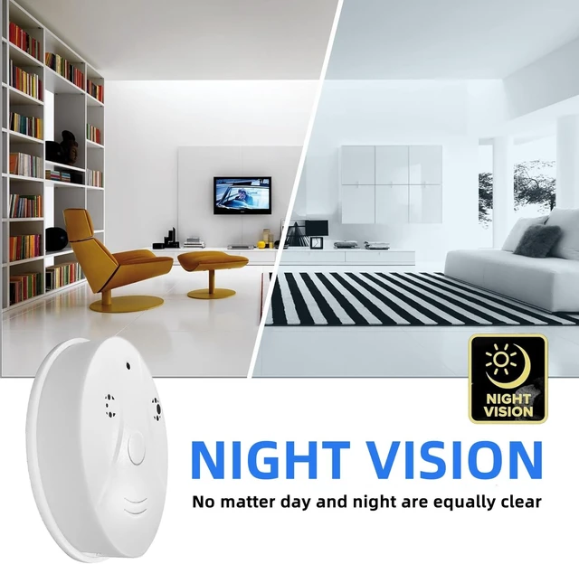 Alt view image 3 of 7 - Security Camera Smoke Detector Hidden Camera 1080P WiFi Indoor Video Camera | Spy Camera with Card Reader, Night Vision, Motion Detection and App Remote Control for Home Office Safety