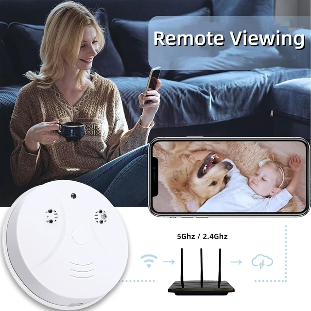 Alt view image 4 of 7 - Security Camera Smoke Detector Hidden Camera 1080P WiFi Indoor Video Camera | Spy Camera with Card Reader, Night Vision, Motion Detection and App Remote Control for Home Office Safety