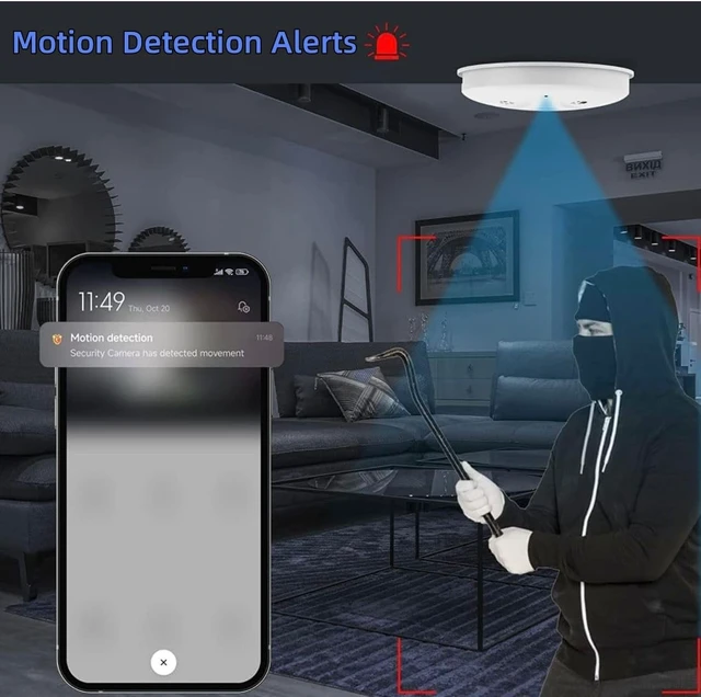 Alt view image 5 of 7 - Security Camera Smoke Detector Hidden Camera 1080P WiFi Indoor Video Camera | Spy Camera with Card Reader, Night Vision, Motion Detection and App Remote Control for Home Office Safety