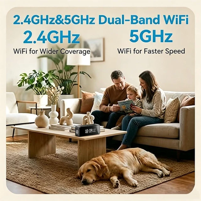 Alt view image 7 of 7 - 4K HD Mini Security Hidden Camera in Alarm Clock, Support 2.4G & 5G Wi-Fi | Night Vision, Motion Detection Alert, App Remote Real-time View, for Home/Office monitoring, SD Card Storage(Not included)