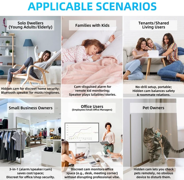 Alt view image 4 of 7 - Tccbac Hidden Camera Clock 4K WiFi, 3-in-1 Spy Cam with Bluetooth Speaker | nanny cam hidden camera, motion detection alert, real-time App remote view, night vision, micro SD storage