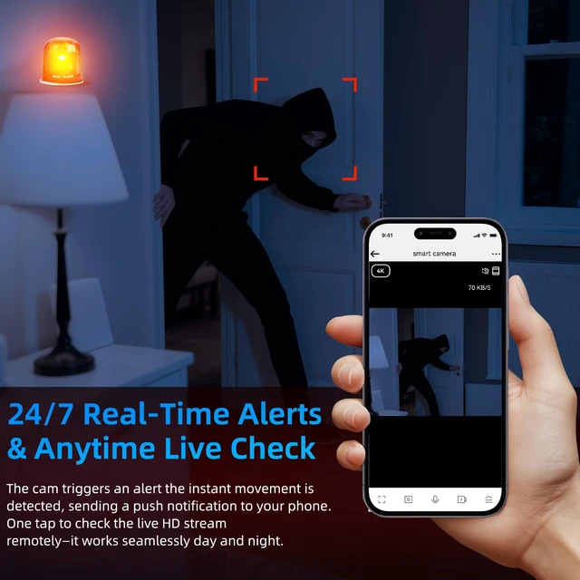 Alt view image 5 of 7 - Tccbac Hidden Camera Clock 4K WiFi, 3-in-1 Spy Cam with Bluetooth Speaker | nanny cam hidden camera, motion detection alert, real-time App remote view, night vision, micro SD storage