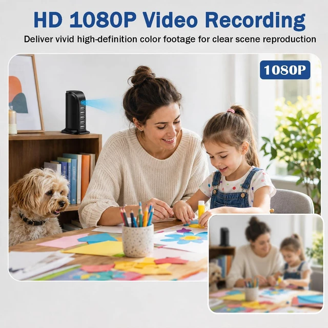 Alt view image 3 of 7 - HD1080P WiFi Hidden Camera USB Charger Indoor Nanny Cam Wireless Spy Cam | Video Only Camera, Loop Video Motion Detection WiFi APP Remote View, Indoor House Office Securtiy Surveillance, 5Port Hub