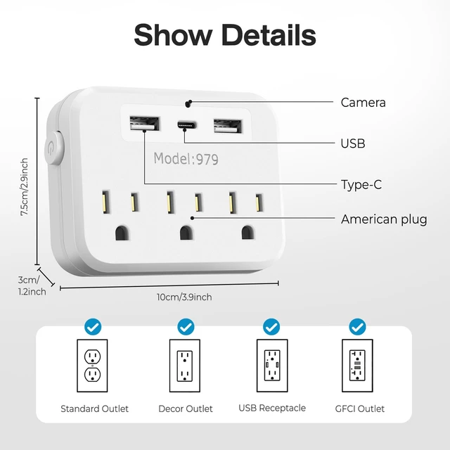 Alt view image 5 of 7 - 1080p Wi-Fi Hd Hidden Surveillance Camera; Wireless Wall-Mounted Camera With Motion Detection And Loop Recording; Supports Fast Charging And Remote Monitoring; Designed Specifically For Home Security