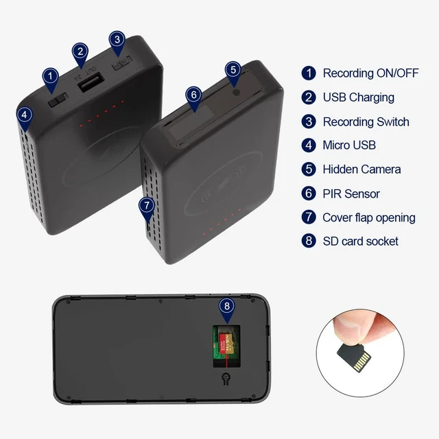 Alt view image 7 of 7 - Security Hidden Camera in Power Bank, Real 1080P FULL HD Mini Cam | Wireless Charger with Night Vision and Motion Detection, APP Remote Control,Support 2.4G/5G and SD card Storage(Not Included)