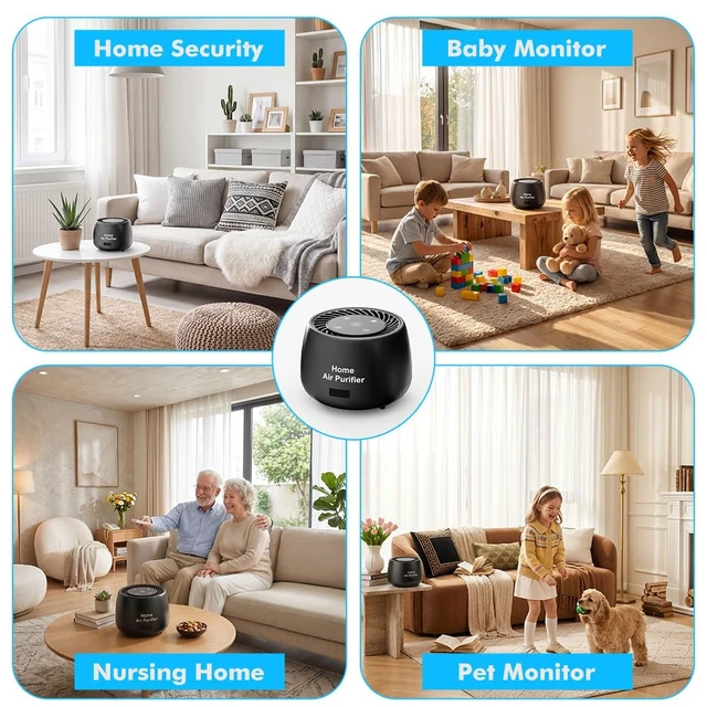 Alt view image 7 of 7 - 1080P HD Security Mini Hidden Camera with Night Vision and Motion Detection | 2-IN-1 Wide-Angle Nanny Hidden Cam, Smoke & Odor Filtration, APP Remote Control, Work with iOS/Android