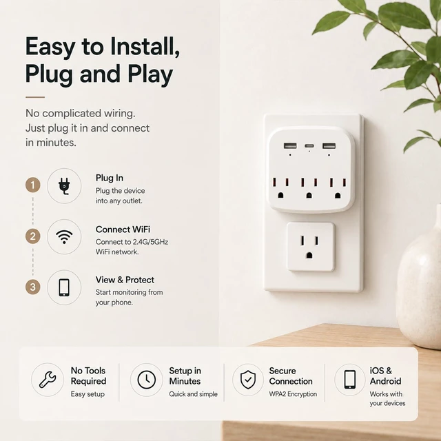 Alt view image 6 of 7 - 1080P Hidden Camera Wall Plug with Motion Detection, WiFi Spy Camera for Home Security, Wireless Nanny Cam for Baby Monitor & Pet Camera, Remote Viewing Indoor Security Camera with SD Card