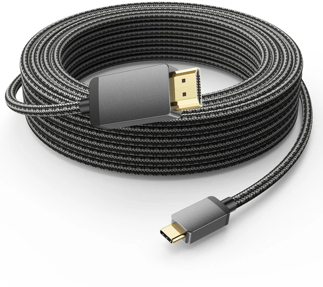 Main image of 4K Long USB C to HDMI Cable 30FT, High Speed Type-C to HDMI Cord-Braided | Thunderbolt 3/4/5 Compatible for Monitor, TV, Projector, Galaxy S24/S25/S26, iPhone 15/16/17, MacBook, iPad Pro, Dell XPS