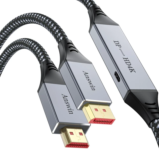 Main image of Bidirectional
DisplayPort
to
HDMI
4K@60Hz
HDMI
to
DisplayPort
Cable
8Ft | HDMI DisplayPort cable with USB-C Power, Braided Build, Bi-directional 4K, 2K@120Hz for PS5, Xbox, Laptop, PC and Monitors