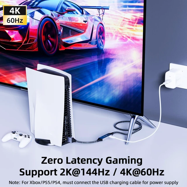 Alt view image 2 of 7 - Bidirectional
DisplayPort
to
HDMI
4K@60Hz
HDMI
to
DisplayPort
Cable
8Ft | HDMI DisplayPort cable with USB-C Power, Braided Build, Bi-directional 4K, 2K@120Hz for PS5, Xbox, Laptop, PC and Monitors