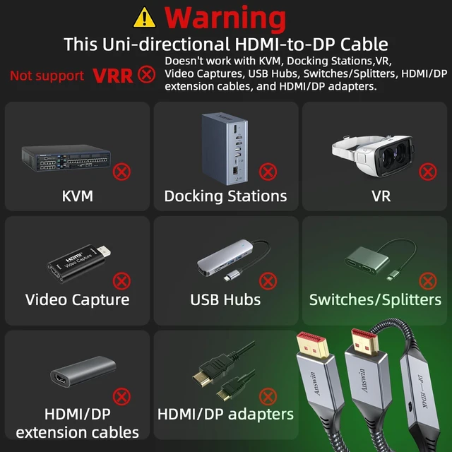 Alt view image 5 of 7 - Bidirectional
DisplayPort
to
HDMI
4K@60Hz
HDMI
to
DisplayPort
Cable
8Ft | HDMI DisplayPort cable with USB-C Power, Braided Build, Bi-directional 4K, 2K@120Hz for PS5, Xbox, Laptop, PC and Monitors