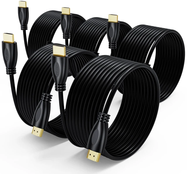 Main image of 4K HDMI Cable 15FT/4.5M 5-Pack, HDMI 2.0 Cable 18Gbps, Flexible PVC Cable | Supports ARC & HDCP 2.2 for TV, Laptop, Soundbar, Monitor, PS5/4, Xbox, Roku, Apple TV
