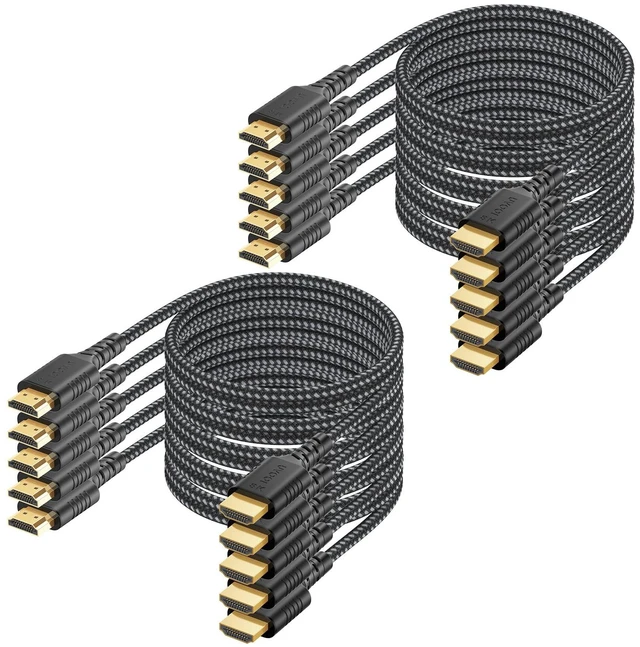 Main image of 3FT HDMI Cable 10-Pack,MultiPack High Speed 8K HDMI 2.1 Cord Shielded HDR | Braided HDMI TV Cable Bulk 48Gbps CL3 Rated HDCP 2.2/2.3 ARC/eARC 240/165/144Hz for LG /Roku/Fire TV,Soundbar,4K/8K Monitor
