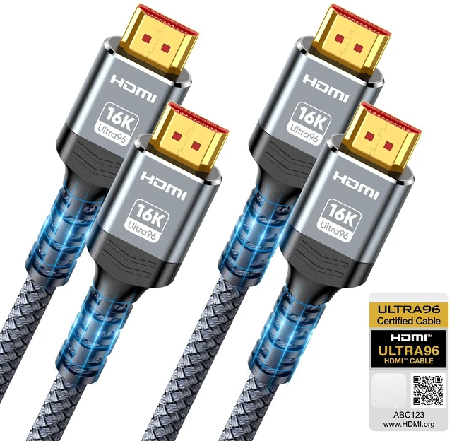 Main image of Highwings HDMI 2.2 Ultra96 Certified Cable 2-Pack 6.6FT Ultra High Speed | 16K@60Hz, 8K@240Hz, 4K@480Hz DSC, 32-ch eARC, LIP, Ethernet,HDCP 2.3, Compatible with PS5/Blu-ray/DVD Player/HDTV/Mac mini M4
