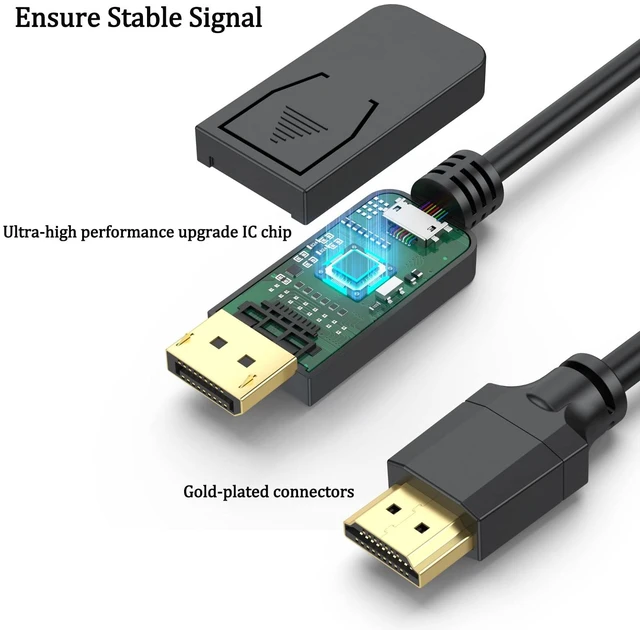Alt view image 4 of 7 - UVOOI 4K DisplayPort-DP to HDMI Cable 50FT, 4K&3D, Video/Audio, 15.24M | 50 Feet Display Port to HDMI Cable Adapter 4K@30Hz, 2K, 1080P, for HDTV, Monitor, Projector