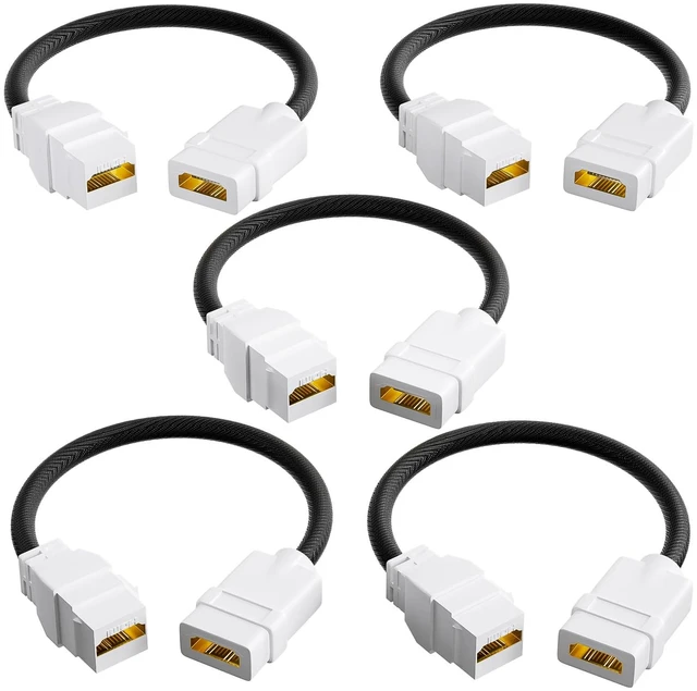 Main image of VCELINK HDMI 2.1 Keystone Jack and Coupler 7.09, F2F Pigtail Cable 5-Pack | Supports 8K@60Hz & 4K@120Hz, Compatible with Keystone Wall Plate, HDTV, Game Console, Laptop Snap-in Design