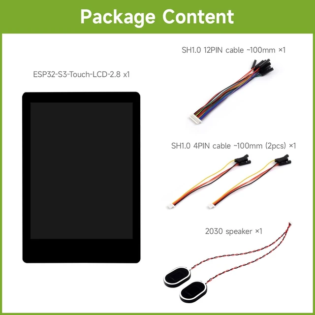 Alt view image 2 of 7 - Waveshare ESP32-S3 2.8inch Capacitive Touch Display Development Board, 5-Point Touch, Multiple Peripheral Interfaces, 32-Bit LX7 Dual-Core Processor, Up to 240MHz Frequency, 240×320 Resolution