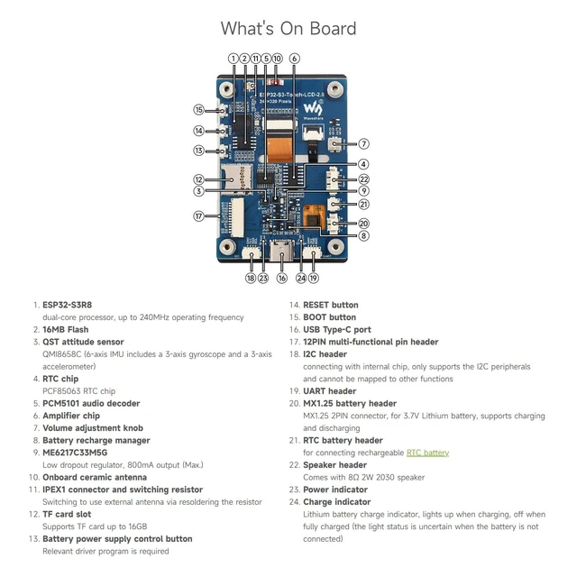 Alt view image 7 of 7 - Waveshare ESP32-S3 2.8inch Capacitive Touch Display Development Board, 5-Point Touch, Multiple Peripheral Interfaces, 32-Bit LX7 Dual-Core Processor, Up to 240MHz Frequency, 240×320 Resolution