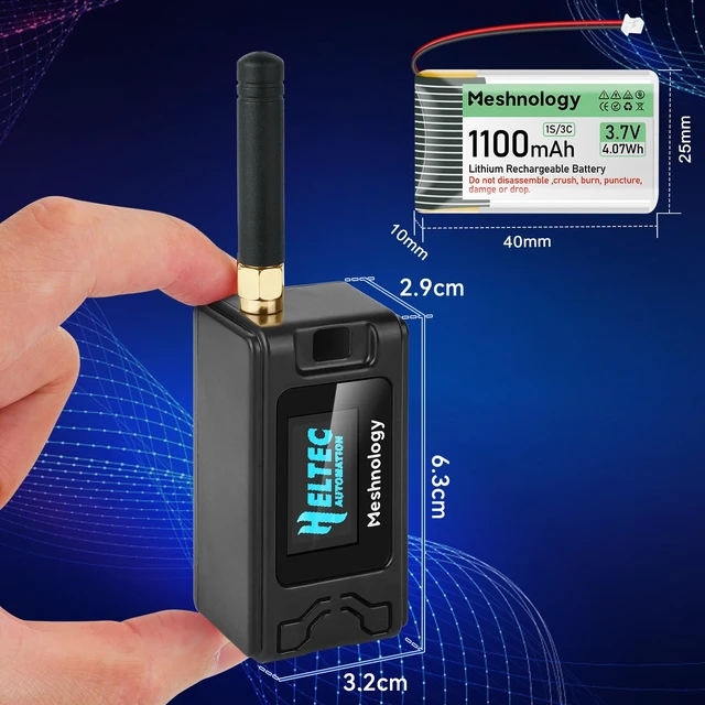 Alt view image 7 of 7 - Meshnology 2 Pack ESP 32 Lo Ra V3 Development Board + 1100mAh Battery + Protect Case Set - with 915MHz Antenna and SX 1262 Lo Ra V3 Devices for Mesh Tastic Ar duino Lo Rawan IoT (N30 Version, Black)