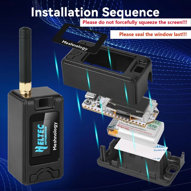 Alt view image 6 of 7 - Meshnology 2 Pack ESP 32 Lo Ra V3 Development Board + 1100mAh Battery + Protect Case Set - with 915MHz Antenna and SX 1262 Lo Ra V3 Devices for Mesh Tastic Ar duino Lo Rawan IoT (N30 Version, Black)