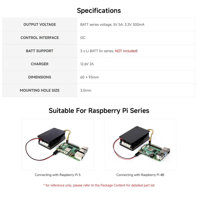 Alt view image 4 of 7 - Waveshare Uninterruptible Power Supply (UPS) Module, Supports Charging and Power Output at the Same Time, 3S & 5V 5A Output, Compatible with Raspberry Pi Board