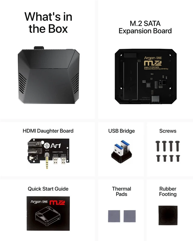 Alt view image 6 of 7 - Argon ONE M.2 Aluminum Case for Raspberry Pi 4 - SATA SSD Expansion, Fan