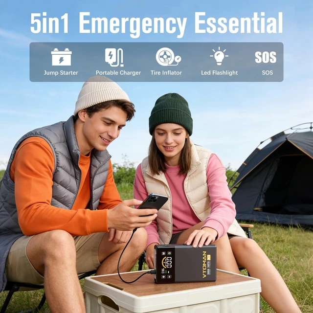 Alt view image 4 of 7 - VTOMAN X3 Jump Starter with Air Compressor, 3500A Portable Car Jump Starter | 9L Gas/8.5L Diesel Engines, 160PSI Auto-Shutoff Tire Inflator, Jump Box, 12V Lithium Battery, Booster Pack, LED Screen