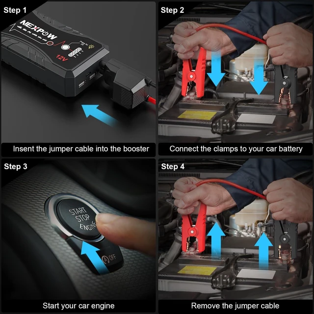 Alt view image 5 of 7 - NEXPOW Car Jump Starter 2026 Upgraded Car Battery Jump Starter Pack | 3000A Peak for Up to 9.0L Gas and 7.0L Diesel Engine 12V Battery starter Jumper Cable Portable Lithium Jump Box with USB 3.0