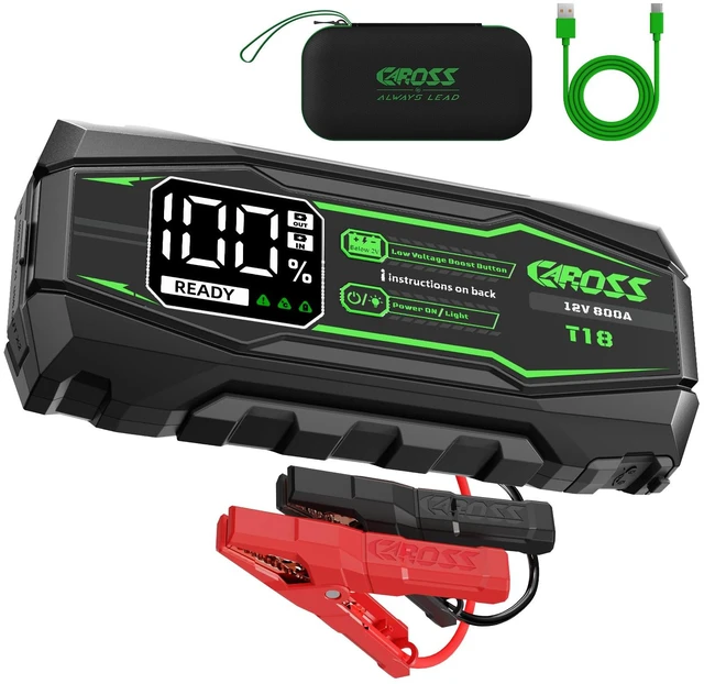 Main image of CAROSS 800A Car Jump Starter - 12V Jump Box for 6.0L Gas and 3.0L Diesel | 10000mAh batteryPortable jump starter, Emergency Start2.3 LED screen