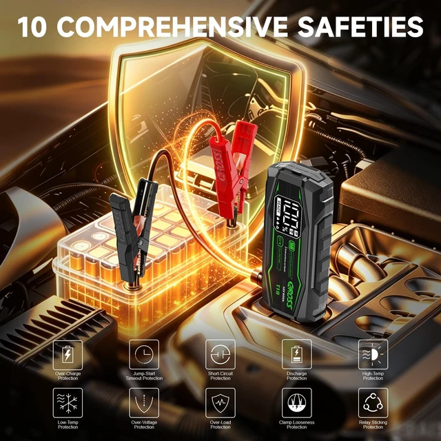 Alt view image 3 of 6 - CAROSS 800A Car Jump Starter - 12V Jump Box for 6.0L Gas and 3.0L Diesel | 10000mAh batteryPortable jump starter, Emergency Start2.3 LED screen