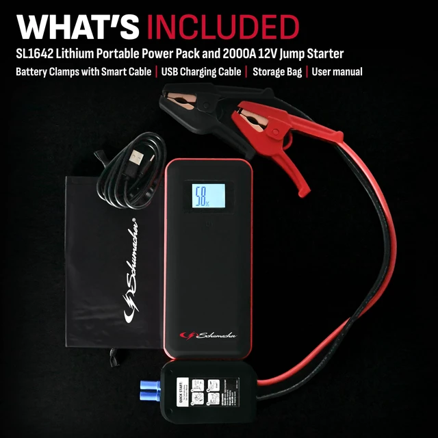 Alt view image 3 of 6 - Schumacher Electric 1000 Peak Amp 12V Portable Lithium Car Battery Jump Starter & Power Pack - Lithium Ion Jump Box - with USB Charging & LED Emergency Light - SL1639
