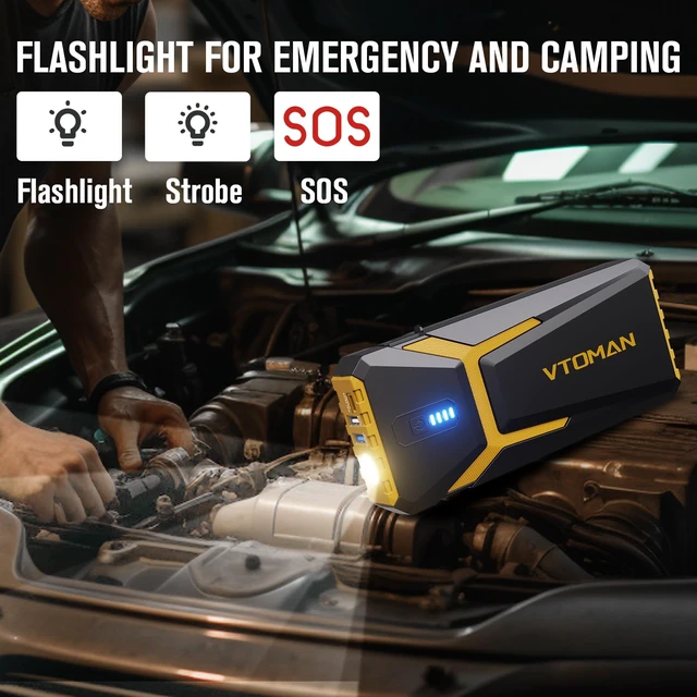 Alt view image 4 of 7 - VTOMAN V10 Pro 4500A Jump Starter,Portable Car Starter 12V Lithium Jump Box | All Gas, 10.0L Diesel Engine, Battery Booster Power Pack, Car Battery Charger Jumper, Type C Quick Charge, LED Lights