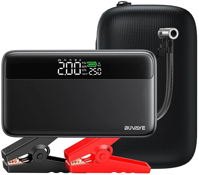 Main image of Jump Starter with Air Compressor, 5000A Battery Jumper Starter Portable (All Gas and 10L Diesel) with 150PSI Auto-Shutoff Tire Inflator 12V Car Battery Charger with Jumper Cable LED Light