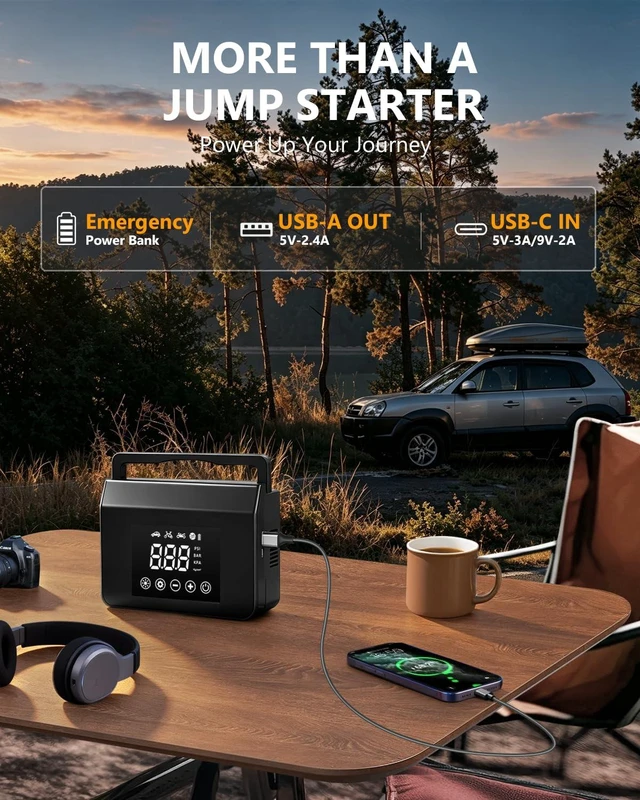 Alt view image 4 of 7 - Eleacc 4000A Car Battery Jump Starter with 150PSI Air Compressor | 8-in-1 Jump Box, BOOST for Dead Battery, Power Bank, 4-Mode Flashlight, Auto-off, Fits for All Gas and 8.0L Diesel Engine