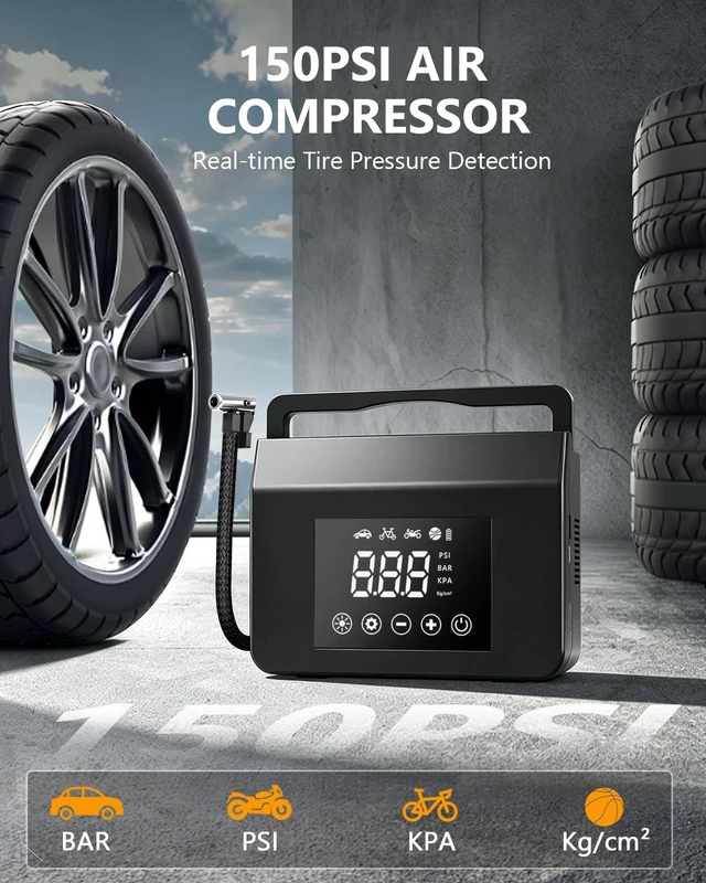 Alt view image 5 of 7 - Eleacc 4000A Car Battery Jump Starter with 150PSI Air Compressor | 8-in-1 Jump Box, BOOST for Dead Battery, Power Bank, 4-Mode Flashlight, Auto-off, Fits for All Gas and 8.0L Diesel Engine