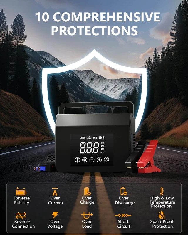 Alt view image 7 of 7 - Eleacc 4000A Car Battery Jump Starter with 150PSI Air Compressor | 8-in-1 Jump Box, BOOST for Dead Battery, Power Bank, 4-Mode Flashlight, Auto-off, Fits for All Gas and 8.0L Diesel Engine
