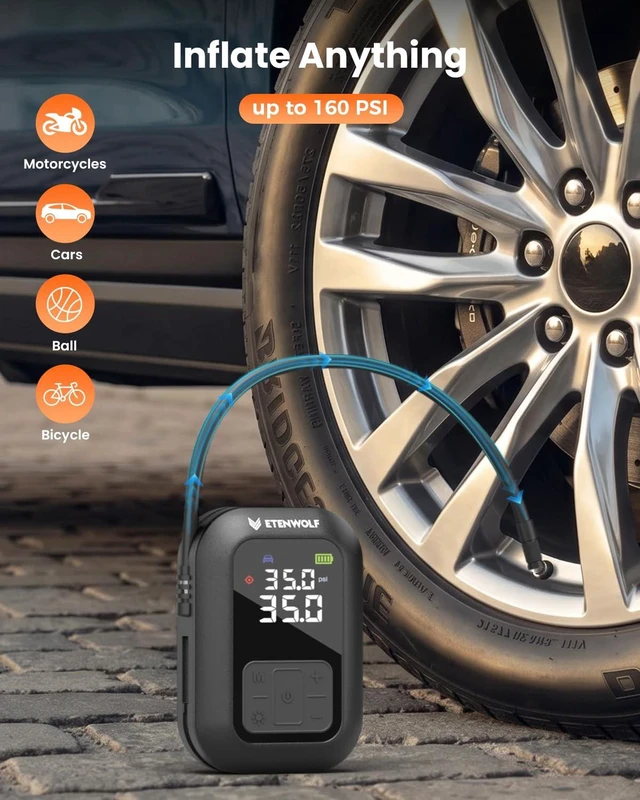 Alt view image 3 of 7 - ETENWOLF 2000A Car Battery Jump Starter with 160PSI Air Compressor | 12V Battery Jumper Starter Portable (4.0L Gas/ 3.0L Diesel Engines), Jump Box with Auto-stop Tire Inflator, Car Accessories