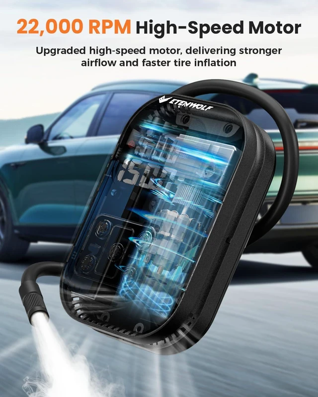 Alt view image 5 of 7 - ETENWOLF 2000A Car Battery Jump Starter with 160PSI Air Compressor | 12V Battery Jumper Starter Portable (4.0L Gas/ 3.0L Diesel Engines), Jump Box with Auto-stop Tire Inflator, Car Accessories