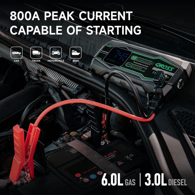 Alt view image 2 of 7 - CAROSS Jump Starter - 12V Jump Box for 6.0L Gas and 3.0L Diesel | 800A jump starter2.3 LED screen10000mAh batteryportable Booster jump box