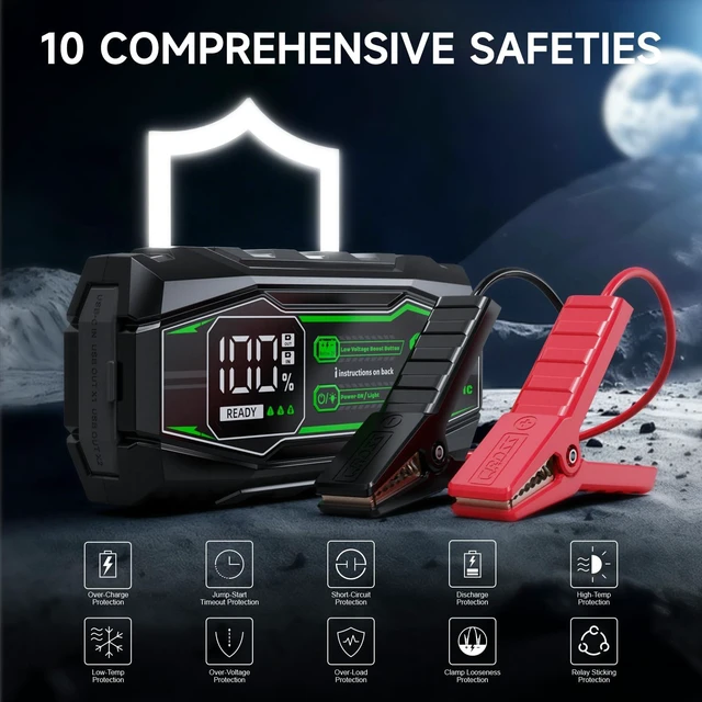 Alt view image 3 of 7 - CAROSS Jump Starter - 12V Jump Box for 6.0L Gas and 3.0L Diesel | 800A jump starter2.3 LED screen10000mAh batteryportable Booster jump box