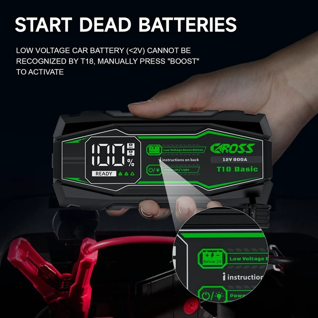Alt view image 5 of 7 - CAROSS Jump Starter - 12V Jump Box for 6.0L Gas and 3.0L Diesel | 800A jump starter2.3 LED screen10000mAh batteryportable Booster jump box