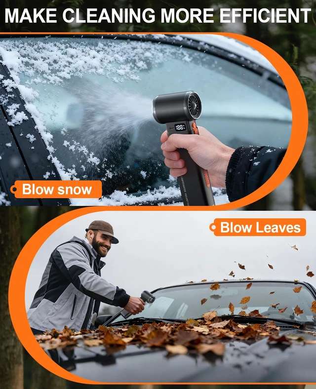Alt view image 4 of 7 - Portable Car Battery Jump Starter 6000A Jumper Box Combo Compressed Air Duster & Vacuum Cleaner Function, 12V Battery Charger Booster Power Pack with Turbo Fan, 3-Speed Blower for Snow/Leaves/Dust