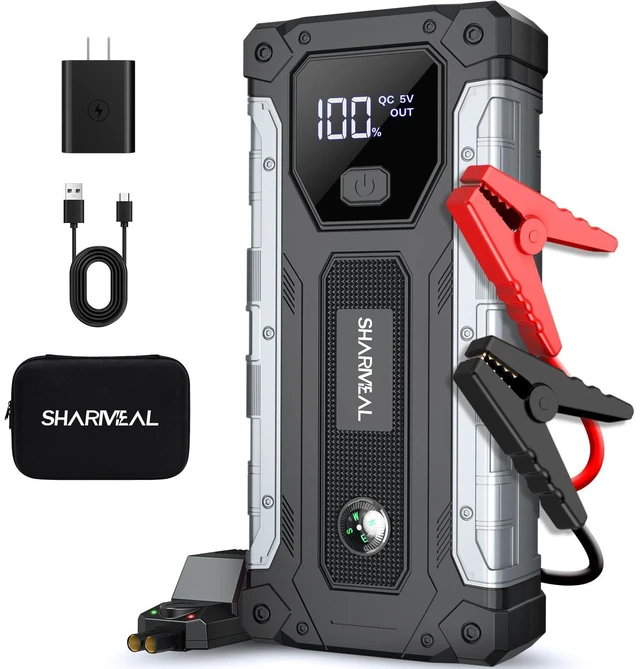 Main image of Sharmeal 2026 Upgraded Car Jump Starter 7000A, Jump Starter Battery Pack, 12V Portable Jump Box with USB Ports, LCD Display, Storage Case, and LED Light